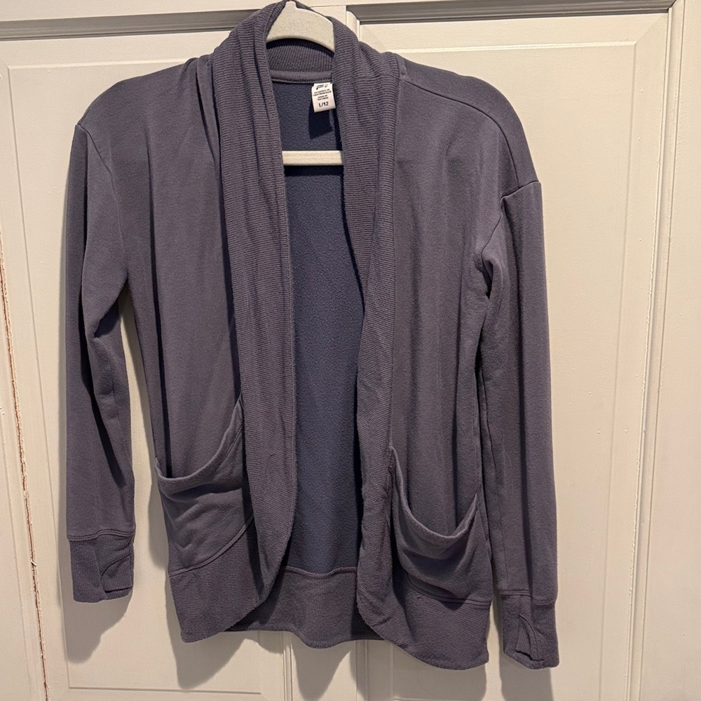 Athleta Kids Gray Open-Front Cardigan
